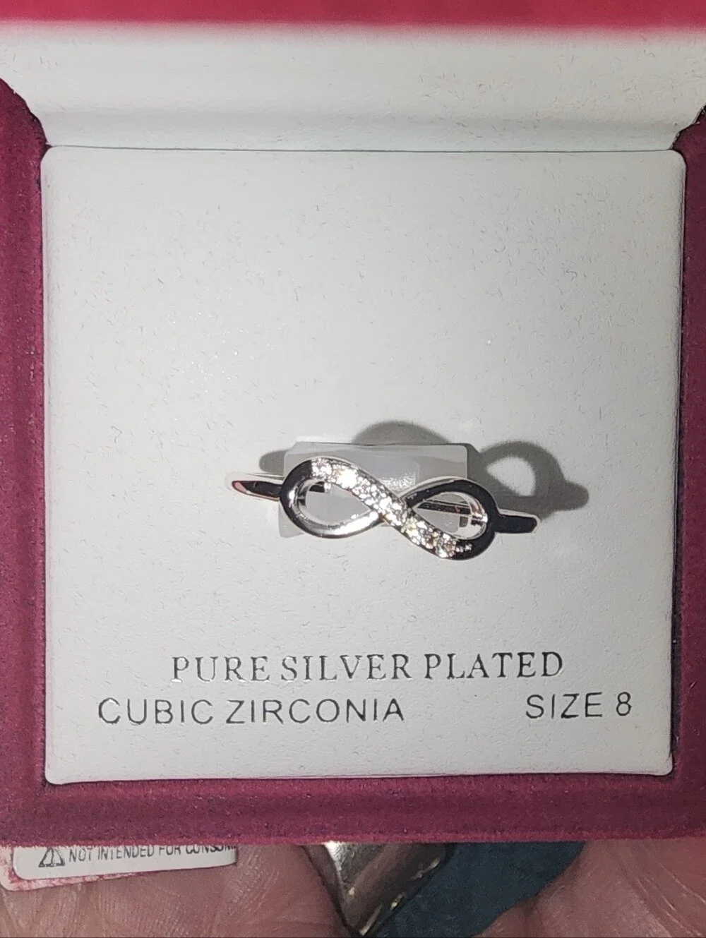 Sterling Silverplated  Infinity Ring with Clear Cubic Zirconia - Silver